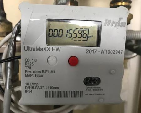 Gas meter with cyclonic display. 